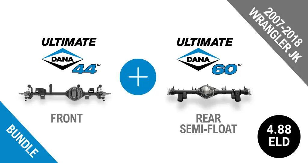 Jeep JK 4.88 Gear Ratio Bundle: Ultimate Dana 44™ Front EDL (10010521) + Semi-Float Ultimate Dana 60™ Rear EDL (SF-L60JK488E-69) - NON-RETURNABLE